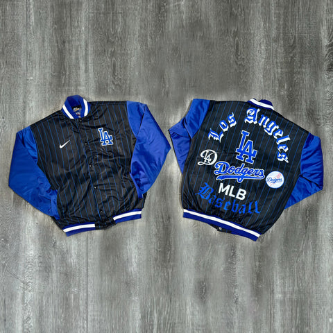 Chamarra Los Angeles Dodgers Retro (Negro rayado y azul)