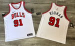 Jersey BULLS #91 Rodman (Blanco)