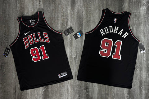 Jersey BULLS #91 Rodman (Negro)